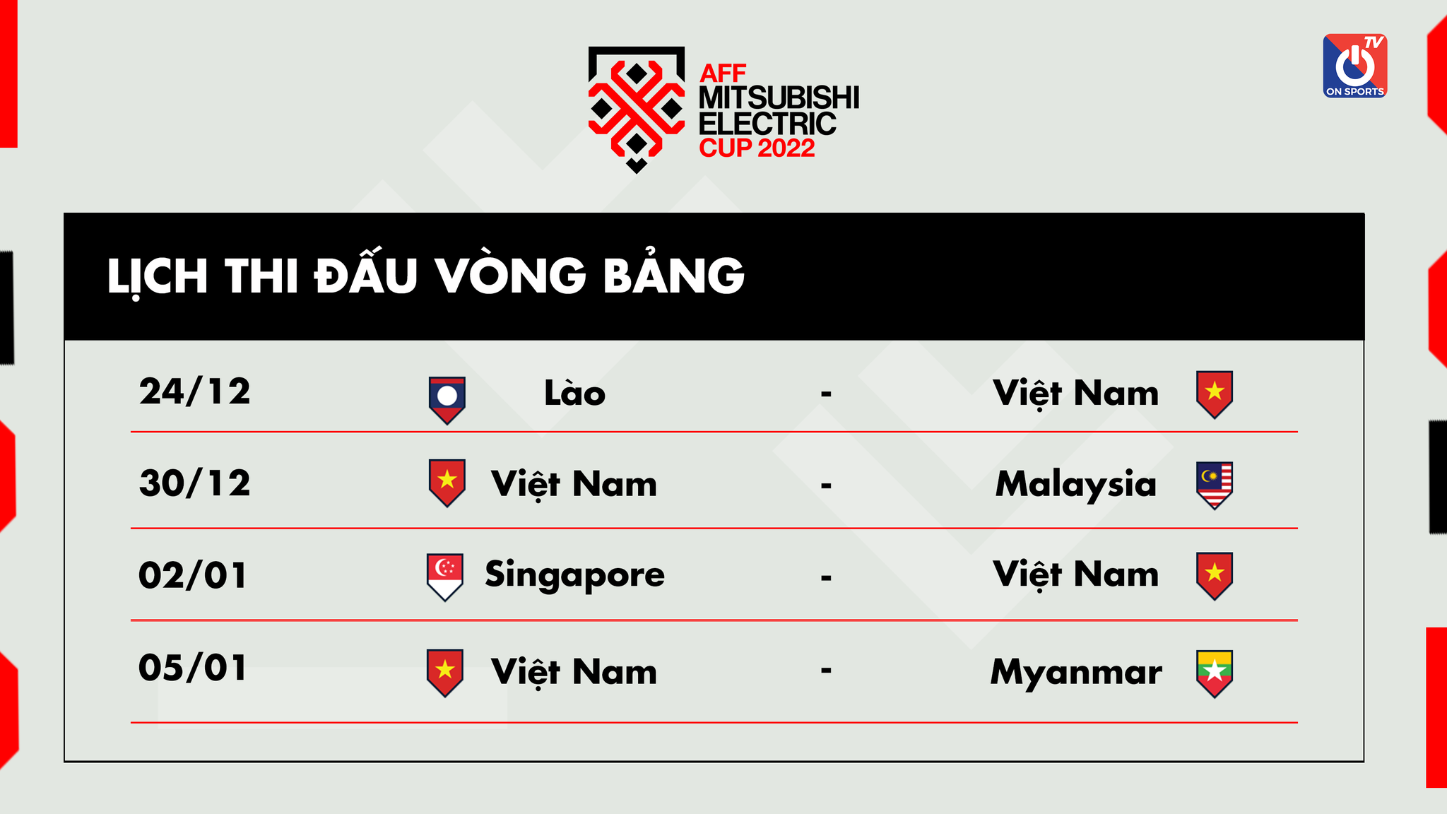 Lịch thi đấu chính thức AFF Cup 2022 - Việt Nam nằm trong bảng B