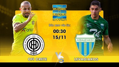 Link xem trực tiếp OFI Crete vs Levadiakos