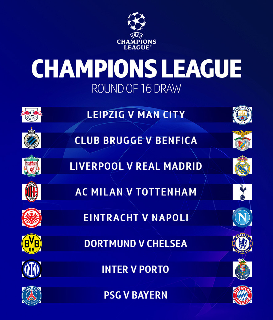 KẾT QUẢ LỄ BỐC THĂM VÒNG 1/8 CHAMPIONS LEAGUE 22/23