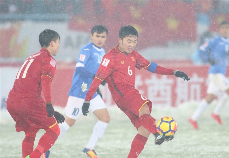 Lương Xuân Trường trong màu áo tuyển U23 Việt Nam tại giải U23 Châu Á 2018