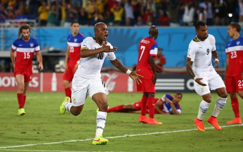 Ayew trong màu áo đội tuyển Ghana ở kỳ World Cup 2014