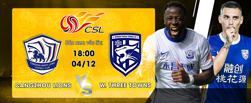 Link xem trực tiếp Cangzhou Mighty Lions FC vs Wuhan Three Towns