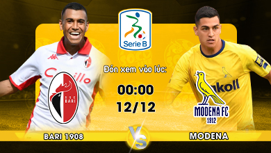 Link xem trực tiếp FC Bari 1908 vs Modena