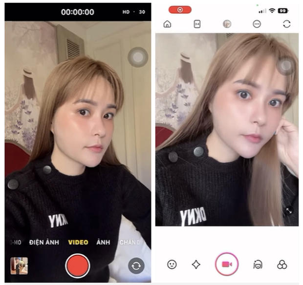 Cũng trong lần lên tiếng này, nữ đại gia còn tự quay camera thường và camera app để mọi người tự so sánh.